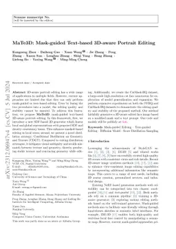 MaTe3D: Mask-guided Text-based 3D-aware Portrait Editing