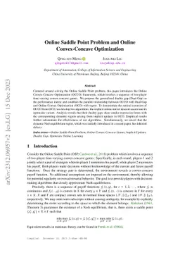 Online Saddle Point Problem and Online Convex-Concave Optimization