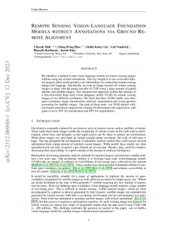 Remote Sensing Vision-Language Foundation Models without Annotations via
  Ground Remote Alignment