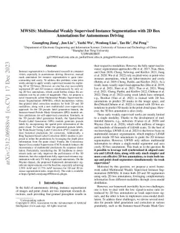 MWSIS: Multimodal Weakly Supervised Instance Segmentation with 2D Box
  Annotations for Autonomous Driving