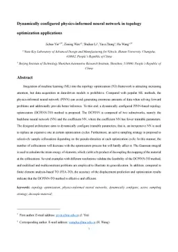 Dynamically configured physics-informed neural network in topology
  optimization applications