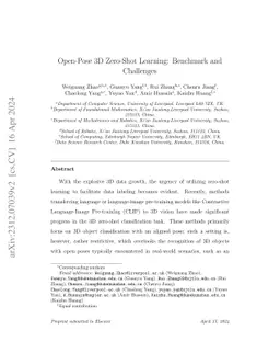Open-Pose 3D Zero-Shot Learning: Benchmark and Challenges
