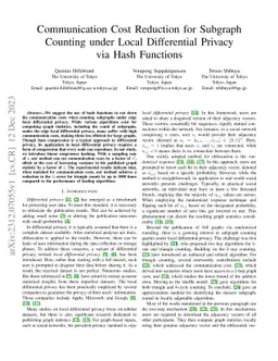 Communication Cost Reduction for Subgraph Counting under Local Differential Privacy via Hash Functions