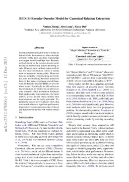 BED: Bi-Encoder-Decoder Model for Canonical Relation Extraction