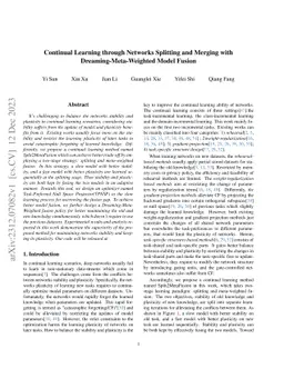 Continual Learning through Networks Splitting and Merging with
  Dreaming-Meta-Weighted Model Fusion