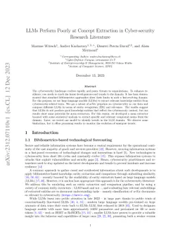 LLMs Perform Poorly at Concept Extraction in Cyber-security Research
  Literature