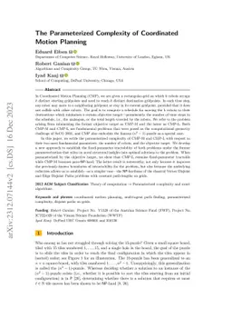 The Parameterized Complexity of Coordinated Motion Planning