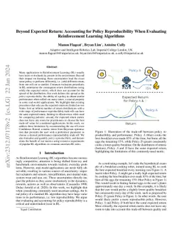 Beyond Expected Return: Accounting for Policy Reproducibility when
  Evaluating Reinforcement Learning Algorithms