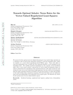 Towards Optimal Sobolev Norm Rates for the Vector-Valued Regularized
  Least-Squares Algorithm
