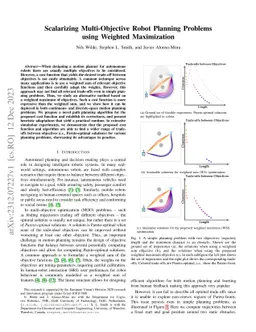 Scalarizing Multi-Objective Robot Planning Problems using Weighted
  Maximization