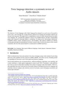 Toxic language detection: a systematic review of Arabic datasets