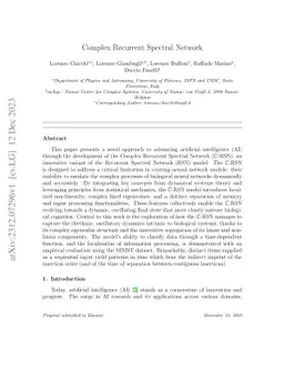 Complex Recurrent Spectral Network