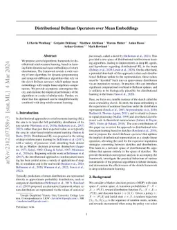 Distributional Bellman Operators over Mean Embeddings