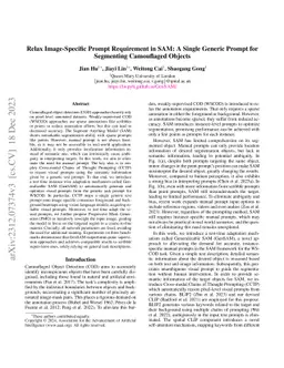 Relax Image-Specific Prompt Requirement in SAM: A Single Generic Prompt
  for Segmenting Camouflaged Objects