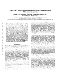 ReRoGCRL: Representation-based Robustness in Goal-Conditioned
  Reinforcement Learning