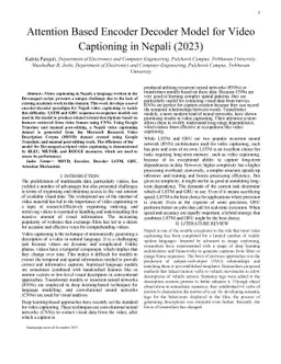Attention Based Encoder Decoder Model for Video Captioning in Nepali
  (2023)