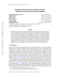 Dynamics Harmonic Analysis of Robotic Systems: Application in
  Data-Driven Koopman Modelling
