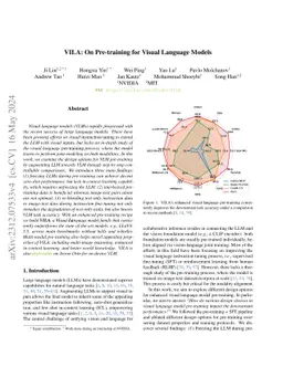 VILA: On Pre-training for Visual Language Models