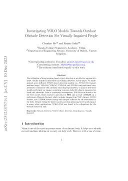 Investigating YOLO Models Towards Outdoor Obstacle Detection For
  Visually Impaired People