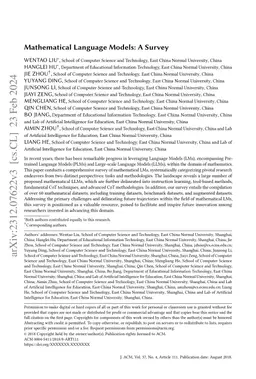 Mathematical Language Models: A Survey