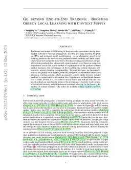 Go beyond End-to-End Training: Boosting Greedy Local Learning with
  Context Supply