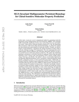 SE(3)-Invariant Multiparameter Persistent Homology for Chiral-Sensitive
  Molecular Property Prediction
