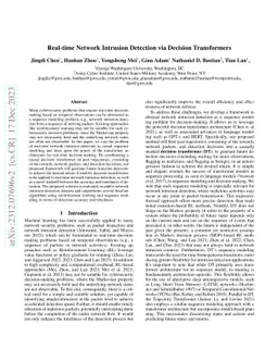 Real-time Network Intrusion Detection via Decision Transformers