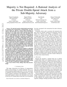 Majority is Not Required: A Rational Analysis of the Private
  Double-Spend Attack from a Sub-Majority Adversary
