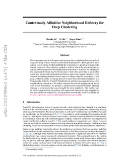 Contextually Affinitive Neighborhood Refinery for Deep Clustering