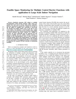 Feasible Space Monitoring for Multiple Control Barrier Functions with
  application to Large Scale Indoor Navigation