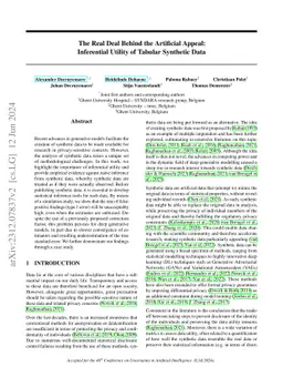 The Real Deal Behind the Artificial Appeal: Inferential Utility of
  Tabular Synthetic Data