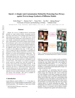 SimAC: A Simple Anti-Customization Method for Protecting Face Privacy
  against Text-to-Image Synthesis of Diffusion Models