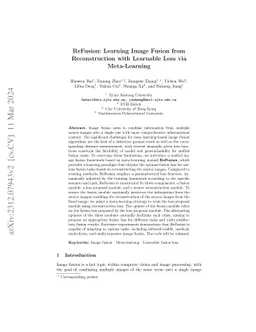 ReFusion: Learning Image Fusion from Reconstruction with Learnable Loss via Meta-Learning