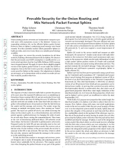 Provable Security for the Onion Routing and Mix Network Packet Format
  Sphinx