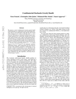 Combinatorial Stochastic-Greedy Bandit
