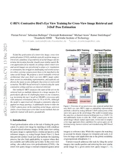 C-BEV: Contrastive Bird's Eye View Training for Cross-View Image
  Retrieval and 3-DoF Pose Estimation