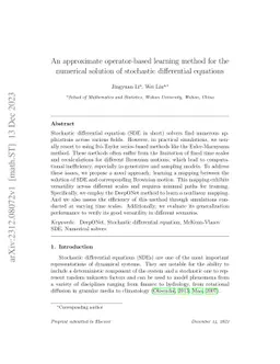 An approximate operator-based learning method for the numerical
  solutions of stochastic differential equations