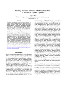 Training of Neural Networks with Uncertain Data: A Mixture of Experts
  Approach
