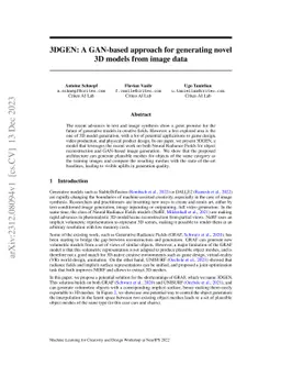 3DGEN: A GAN-based approach for generating novel 3D models from image
  data