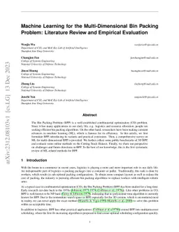 Machine Learning for the Multi-Dimensional Bin Packing Problem:
  Literature Review and Empirical Evaluation