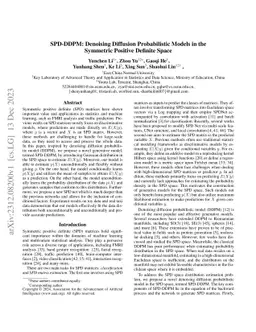 SPD-DDPM: Denoising Diffusion Probabilistic Models in the Symmetric
  Positive Definite Space