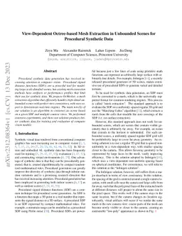 View-Dependent Octree-based Mesh Extraction in Unbounded Scenes for
  Procedural Synthetic Data