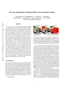 See, Say, and Segment: Teaching LMMs to Overcome False Premises