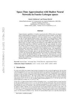 Space-Time Approximation with Shallow Neural Networks in Fourier
  Lebesgue spaces