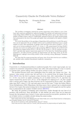 Connectivity Oracles for Predictable Vertex Failures