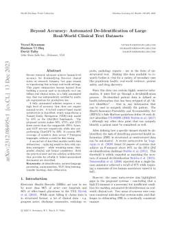 Beyond Accuracy: Automated De-Identification of Large Real-World
  Clinical Text Datasets