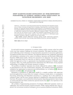 Deep learning-based estimation of time-dependent parameters in Markov
  models with application to nonlinear regression and SDEs