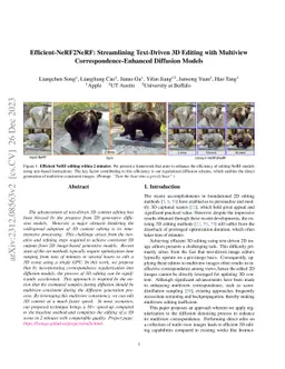 Efficient-NeRF2NeRF: Streamlining Text-Driven 3D Editing with Multiview
  Correspondence-Enhanced Diffusion Models