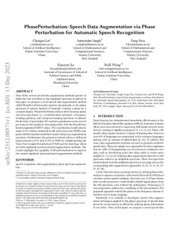 PhasePerturbation: Speech Data Augmentation via Phase Perturbation for
  Automatic Speech Recognition
