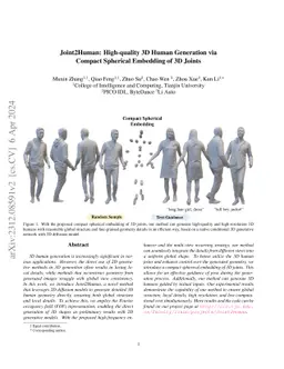 Joint2Human: High-quality 3D Human Generation via Compact Spherical Embedding of 3D Joints